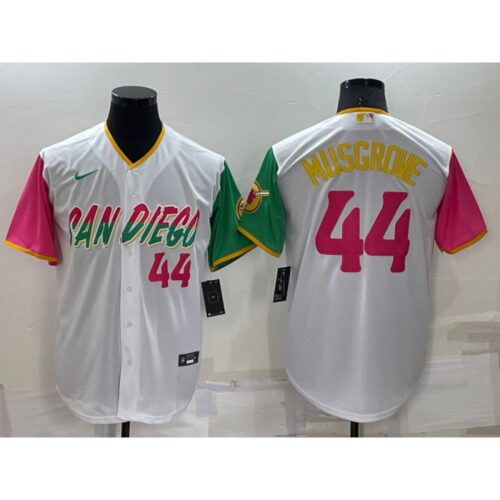 6863690e87d44_1 Men's San Diego Padres #44 Joe Musgrove 2022 White City Connect Cool Base Stitched Jersey