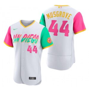 68636912129a7_1 Men's San Diego Padres #44 Joe Musgrove 2022 White City Connect Flex Base Stitched Baseball Jersey