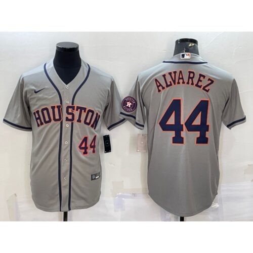 6863695def694_1 Men's Houston Astros #44 Yordan Alvarez Grey With Patch Cool Base Stitched Jersey