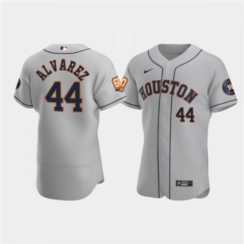 6863696956d97_1 Men's Houston Astros #44 Yordan Alvarez Grey 60th Anniversary Flex Base Stitched Baseball Jersey