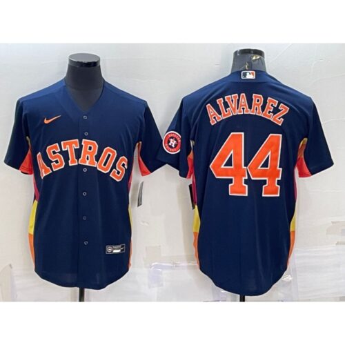 686369741ce23_1 Men's Houston Astros #44 Yordan Alvarez Navy With Patch Cool Base Stitched Jersey