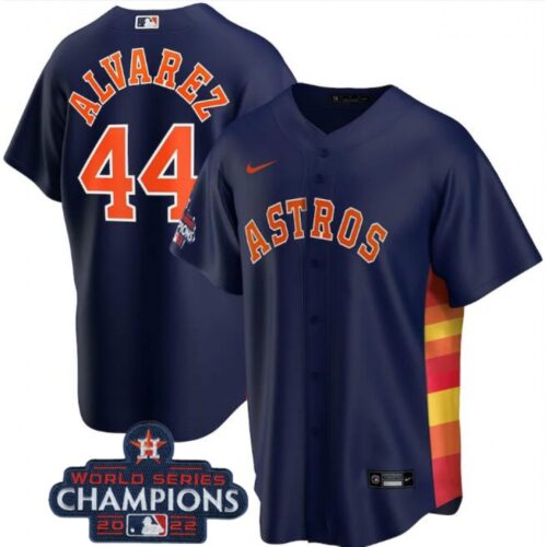 6863697bcab25_1 Men's Houston Astros #44 Yordan Alvarez Navy 2022 World Series Champions Stitched Baseball Jersey