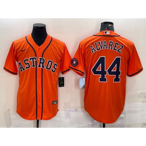 686369a3b7cd9_1 Men's Houston Astros #44 Yordan Alvarez Orange With Patch Cool Base Stitched Jersey