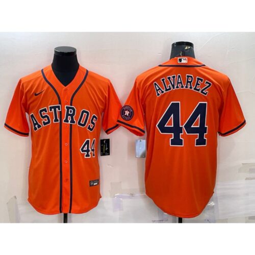 686369a846f61_1 Men's Houston Astros #44 Yordan Alvarez Orange With Patch Cool Base Stitched Jersey