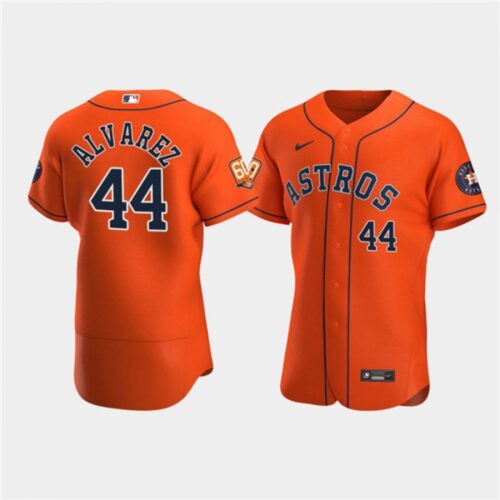 686369af257fe_1 Men's Houston Astros #44 Yordan Alvarez Orange 60th Anniversary Flex Base Stitched Baseball Jersey