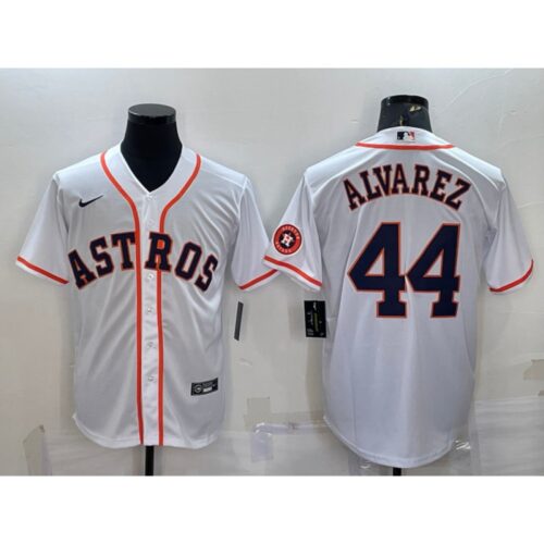 686369bc73dcb_1 Men's Houston Astros #44 Yordan Alvarez White With Patch Cool Base Stitched Jersey