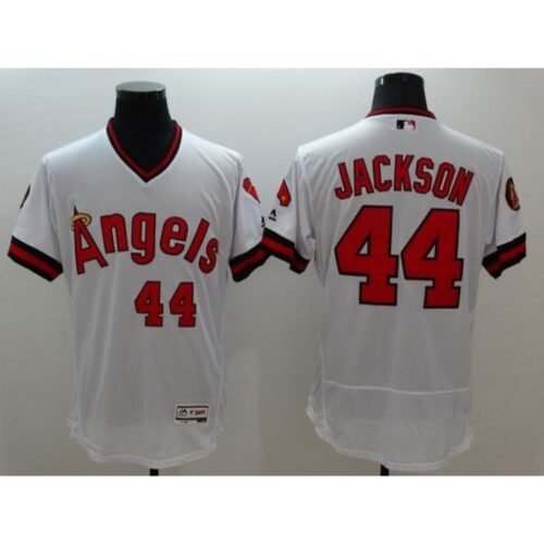 Angels of Anaheim #44 Reggie Jackson White Flexbase Authentic Collection Cooperstown  Stitched MLB Jersey
