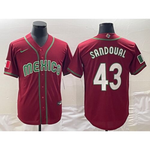 68636aef68ec9_1 Men's Mexico Baseball #43 Patrick Sandoval 2023 Red World Baseball Classic Stitched Jersey