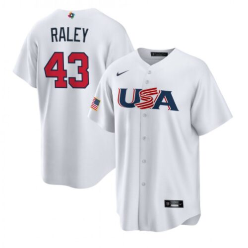 68636af2be96a_1 Men's USA Baseball #43 Brooks Raley 2023 White World Baseball Classic Stitched Jersey