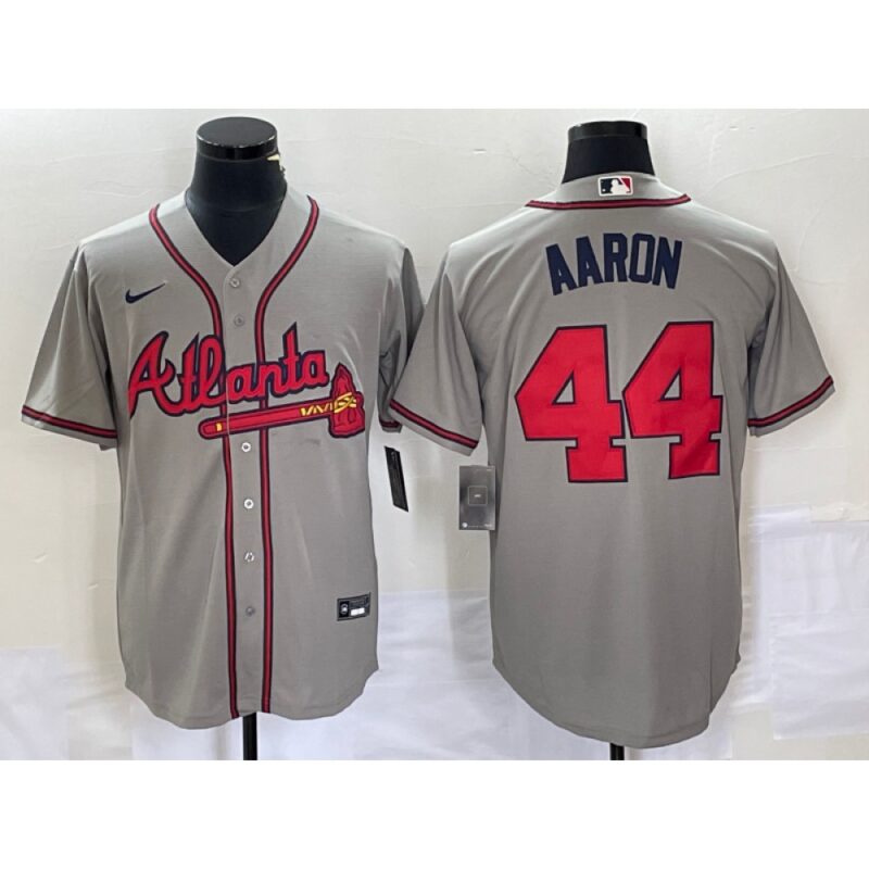 68636b009949a_1 Men's Atlanta Braves #44 Hank Aaron Grey Cool Base Stitched Jersey