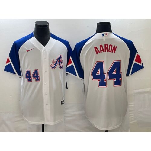 68636b2bc6d85_1 Men's Atlanta Braves #44 Hank Aaron White 2023 City Connect Cool Base With Patch Stitched Baseball Jersey