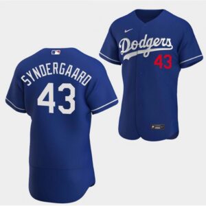 68636b89e2e88_1 Men's Los Angeles Dodgers #43 Noah Syndergaard Blue Flex Base Stitched Baseball Jersey