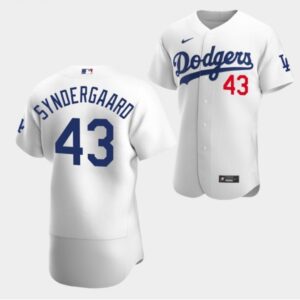 68636b94a42a0_1 Men's Los Angeles Dodgers #43 Noah Syndergaard White Flex Base Stitched Baseball Jersey
