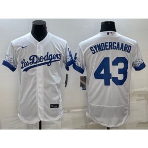 68636cb7ceb2b_1 Men's Los Angeles Dodgers #43 Noah Syndergaard White City Connect Flex Base Stitched Baseball Jersey