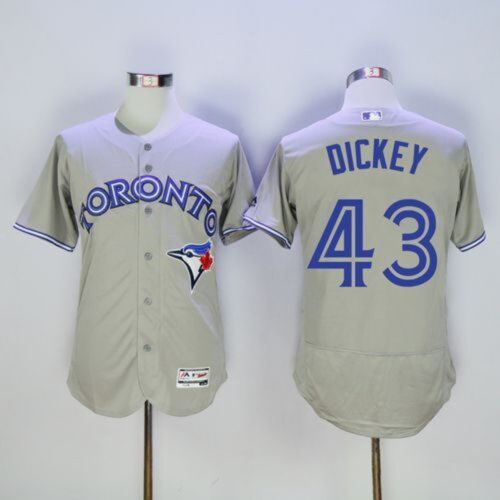 68636d3a0b916_1 Blue Jays #43 R.A. Dickey Grey Flexbase Authentic Collection Stitched MLB Jersey