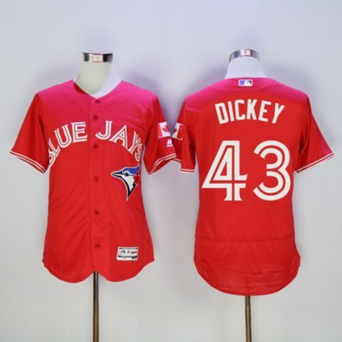 68636d4401b72_1 Blue Jays #43 R.A. Dickey Red Flexbase Authentic Collection Canada Day Stitched MLB Jersey
