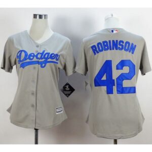 68636d5b1dea1_1 Dodgers #42 Jackie Robinson Grey Alternate Road Women's Stitched MLB Jersey