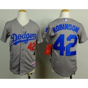 68636d68c6338_1 Dodgers #42 Jackie Robinson Grey Cool Base Stitched Youth MLB Jersey