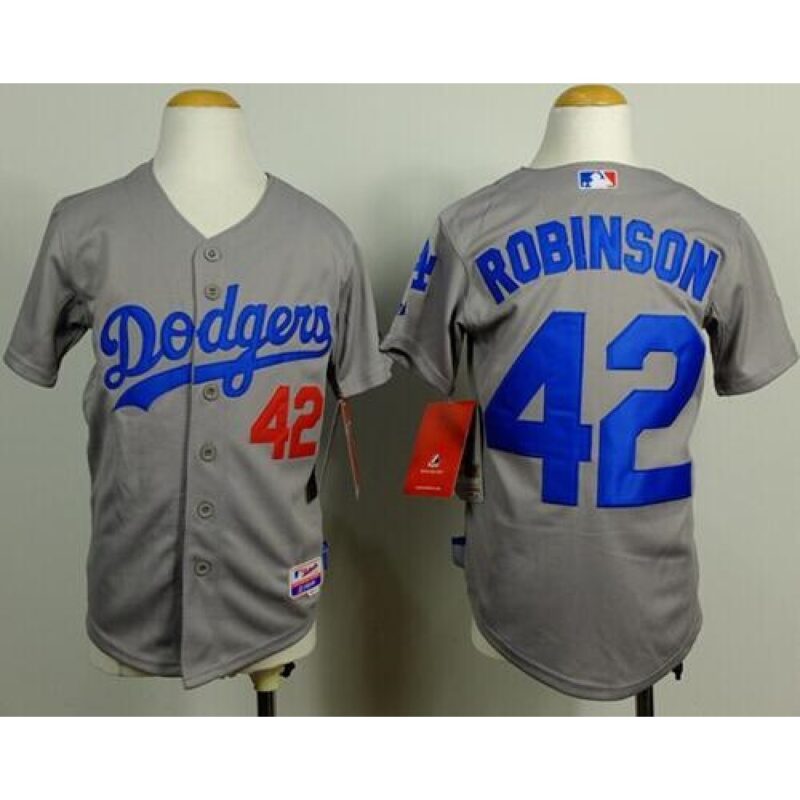 68636d68c6338_1 Dodgers #42 Jackie Robinson Grey Cool Base Stitched Youth MLB Jersey