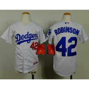 68636d6b87a71_1 Dodgers #42 Jackie Robinson White Cool Base Stitched Youth MLB Jersey