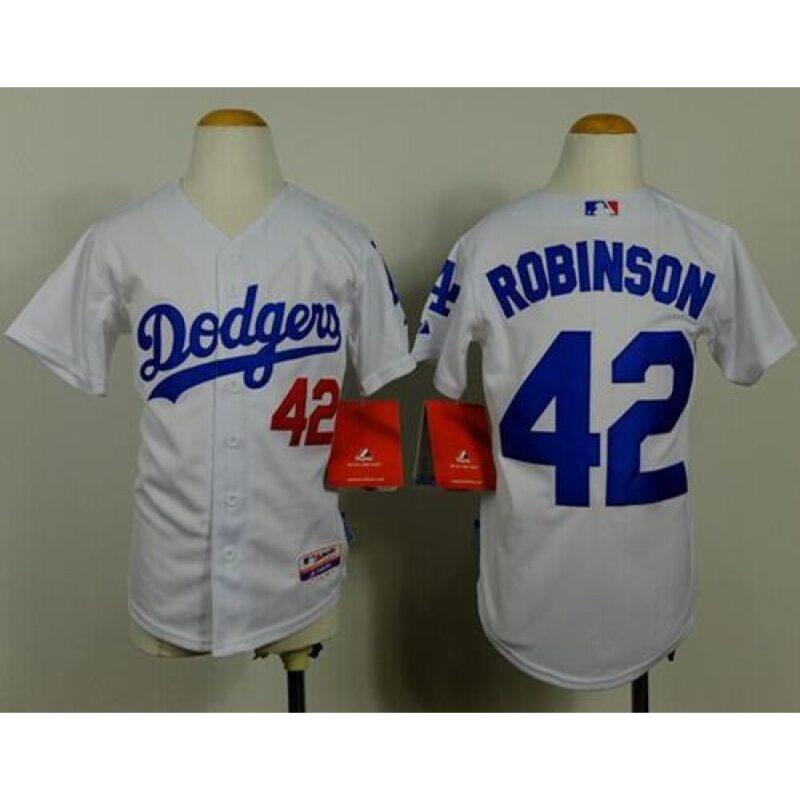 68636d6b87a71_1 Dodgers #42 Jackie Robinson White Cool Base Stitched Youth MLB Jersey