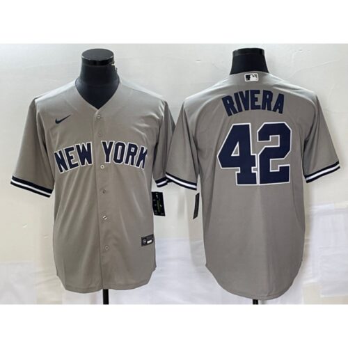 68636d8757efb_1 Men's New York Yankees #42 Mariano Rivera Gray Cool Base Stitched Baseball Jersey