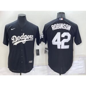 68636df82923e_1 Men's Los Angeles Dodgers #42 Jackie Robinson Black Cool Base Stitched Jersey