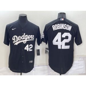 68636dfb784e5_1 Men's Los Angeles Dodgers #42 Jackie Robinson Black Cool Base Stitched Jersey