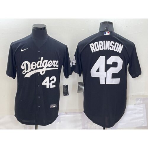 68636dfb784e5_1 Men's Los Angeles Dodgers #42 Jackie Robinson Black Cool Base Stitched Jersey