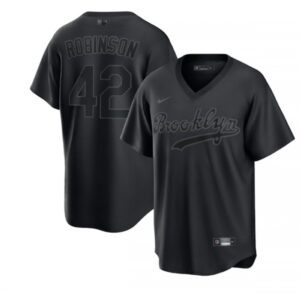68636e08e80f6_1 Men's Brooklyn Dodgers #42 Jackie Robinson Black Pitch Black Fashion Replica Stitched Jersey