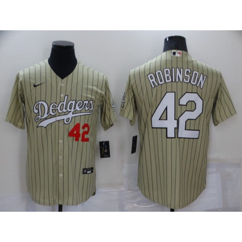 68636e1f8256d_1 Men's Los Angeles Dodgers #42 Jackie Robinson Cream Cool Base Stitched Jersey