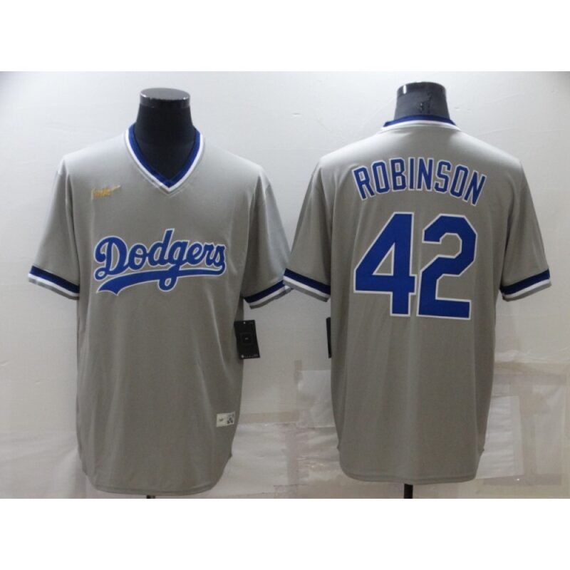 68636e265baaa_1 Men's Los Angeles Dodgers #42 Jackie Robinson Grey Stitched Baseball Jersey