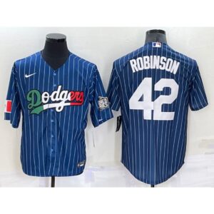 68636e3aaab0c_1 Men's Los Angeles Dodgers #42 Jackie Robinson Navy Mexico World Series Cool Base Stitched Baseball Jersey