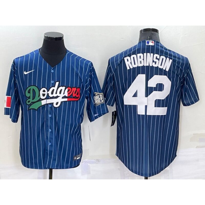 68636e3aaab0c_1 Men's Los Angeles Dodgers #42 Jackie Robinson Navy Mexico World Series Cool Base Stitched Baseball Jersey