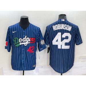 68636e3e19c7d_1 Men's Los Angeles Dodgers #42 Jackie Robinson Navy Mexico World Series Cool Base Stitched Baseball Jersey