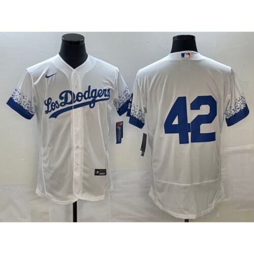 68636e5cb28c9_1 Men's Los Angeles Dodgers #42 Jackie Robinson White City Connect Flex Base Stitched Baseball Jersey