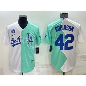 68636e674ca68_1 Men's Los Angeles Dodgers #42 Jackie Robinson 2022 All-Star White/Green Cool Base Stitched Baseball Jersey