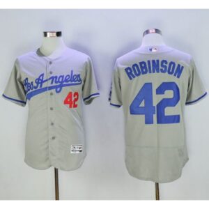 68636e92ae6c4_1 Dodgers #42 Jackie Robinson Grey Flexbase Authentic Collection Road Stitched MLB Jersey