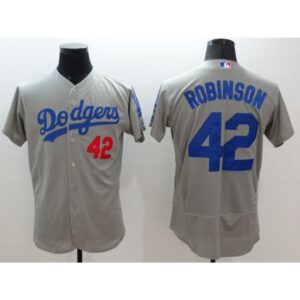 68636e963ac7d_1 Dodgers #42 Jackie Robinson Grey Flexbase Authentic Collection Stitched MLB Jersey