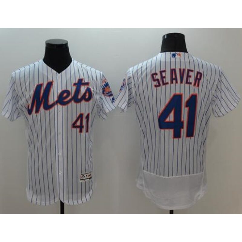 68636f8b1633b_1 Mets #41 Tom Seaver White(Blue Strip) Flexbase Authentic Collection Stitched MLB Jersey