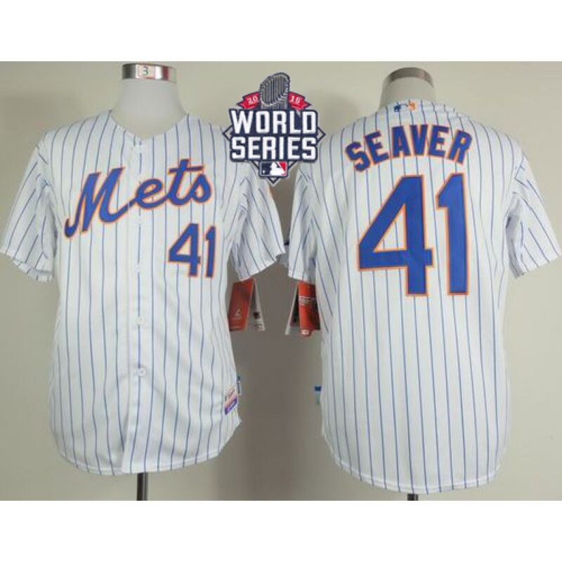 68636f9c7284c_1 Mets #41 Tom Seaver White(Blue Strip) Home Cool Base W/2015 World Series Patch Stitched MLB Jersey