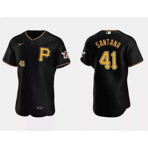 686370065beef_1 Men's Pittsburgh Pirates #41 Carlos Santana Black Flex Base Stitched Baseball Jersey