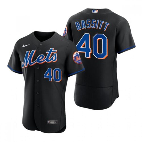 6863706098213_1 Men's New York Mets #40 Chris Bassitt Black Flex Base Stitched Jersey