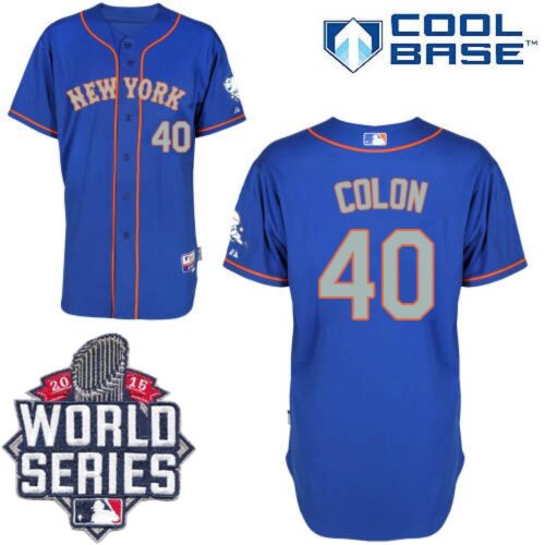 68637077a71b3_1 Mets #40 Bartolo Colon Blue(Grey NO.) Alternate Road Cool Base W/2015 World Series Patch Stitched MLB Jersey