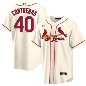 68637096c7135_1 Men's St. Louis Cardinals #40 Willson Contreras Cream Cool Base Stitched Jersey