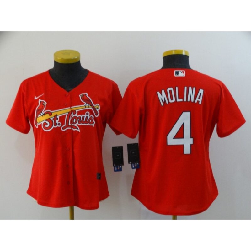 68637121d0d97_1 Women's St.Louis Cardinals #4 Yadier Molina Red Cool Base Stitched MLB Jersey(Run Small)