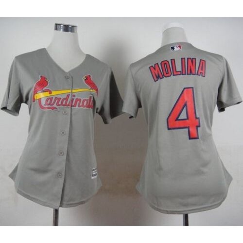 6863712721953_1 Cardinals #4 Yadier Molina Grey Road Women's Stitched MLB Jersey