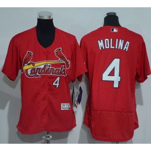 686371320be7d_1 Cardinals #4 Yadier Molina Red Flexbase Authentic Women's Stitched MLB Jersey