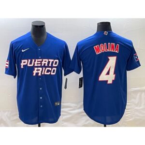6863714d99067_1 Men's Puerto Rico Baseball #4 Yadier Molina 2023 Royal World Baseball Classic Stitched Jersey