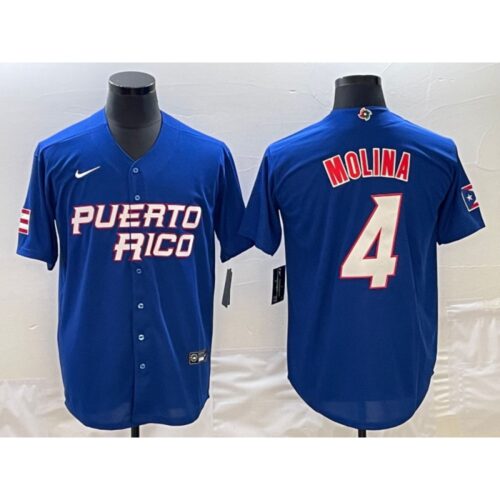 6863714d99067_1 Men's Puerto Rico Baseball #4 Yadier Molina 2023 Royal World Baseball Classic Stitched Jersey